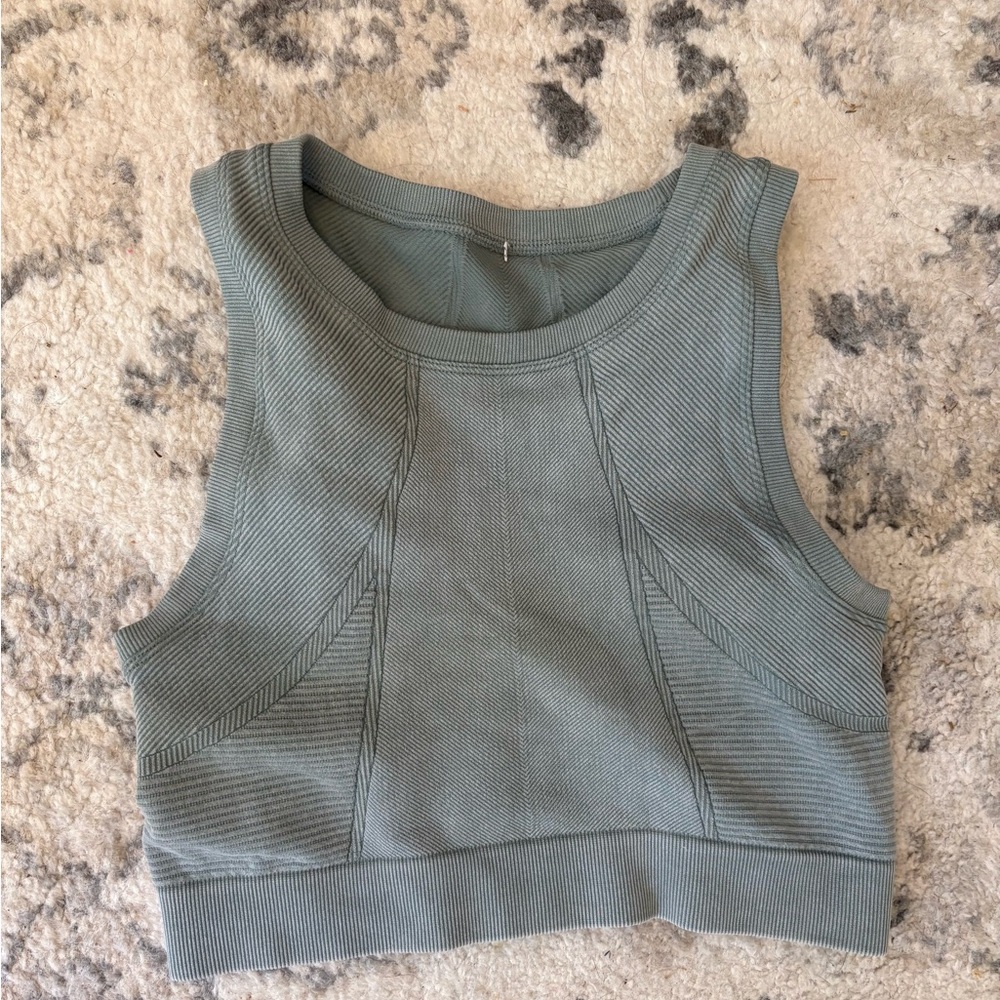 Aerie Green Blue Sleeveless Fitted Crop Tank Top Size S